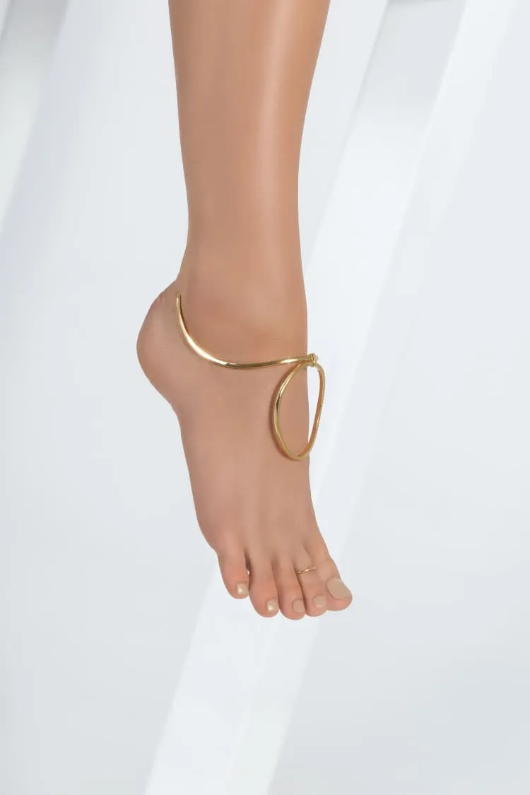 Ring cuff anklet in gold