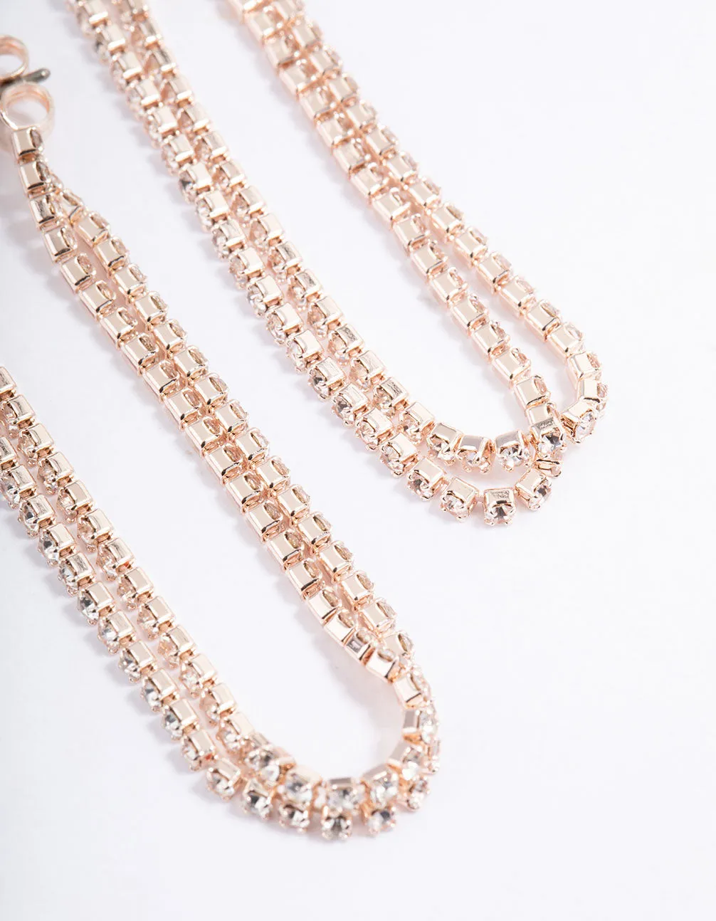 Rose Gold Mini Cup Chain Double Loop Earrings