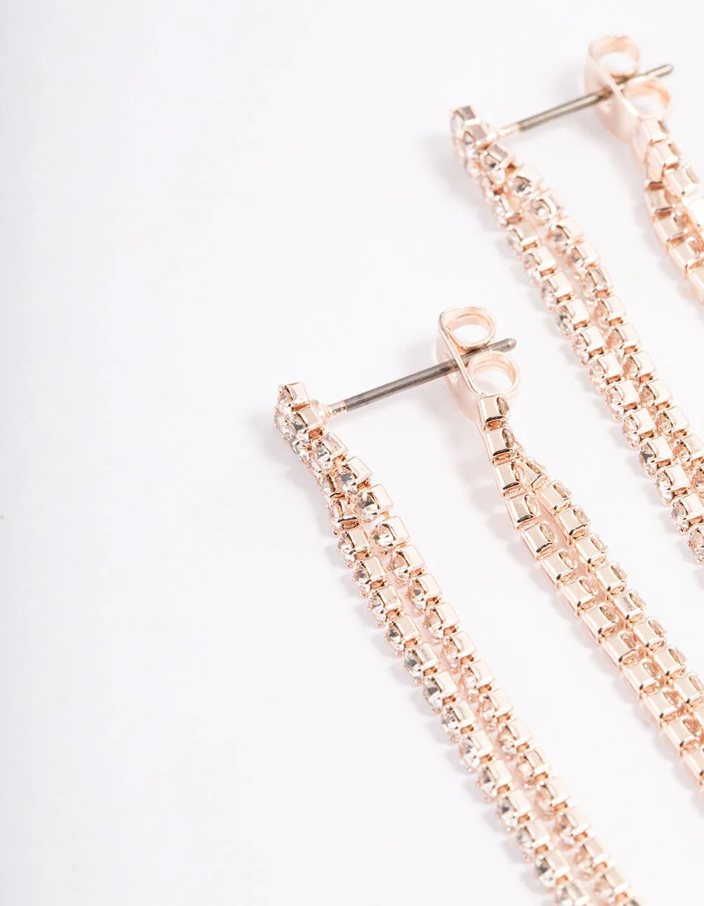 Rose Gold Mini Cup Chain Double Loop Earrings