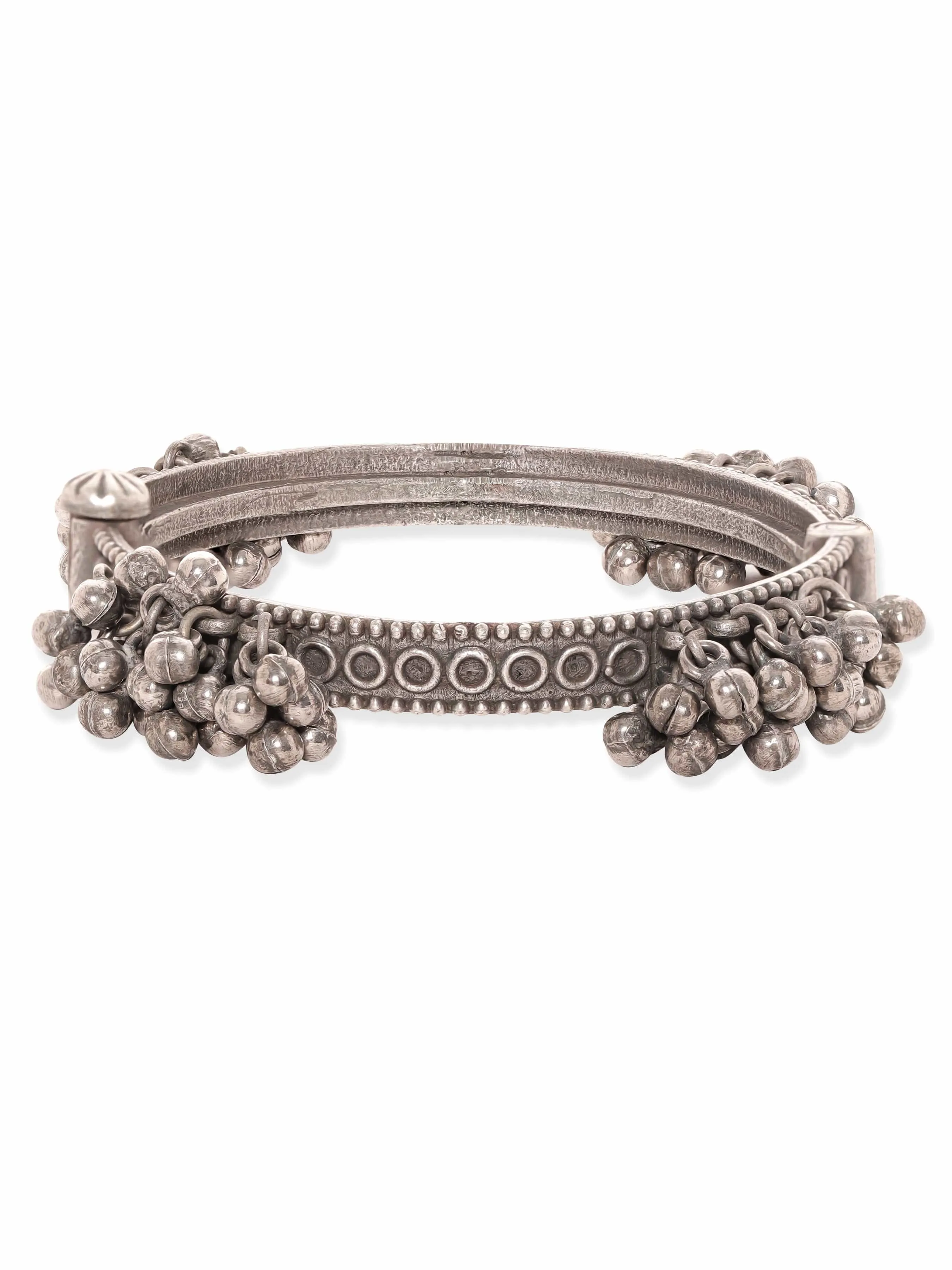 Rubans Oxidized Silver-Plated Ghumroo Beaded Traditional Bangle