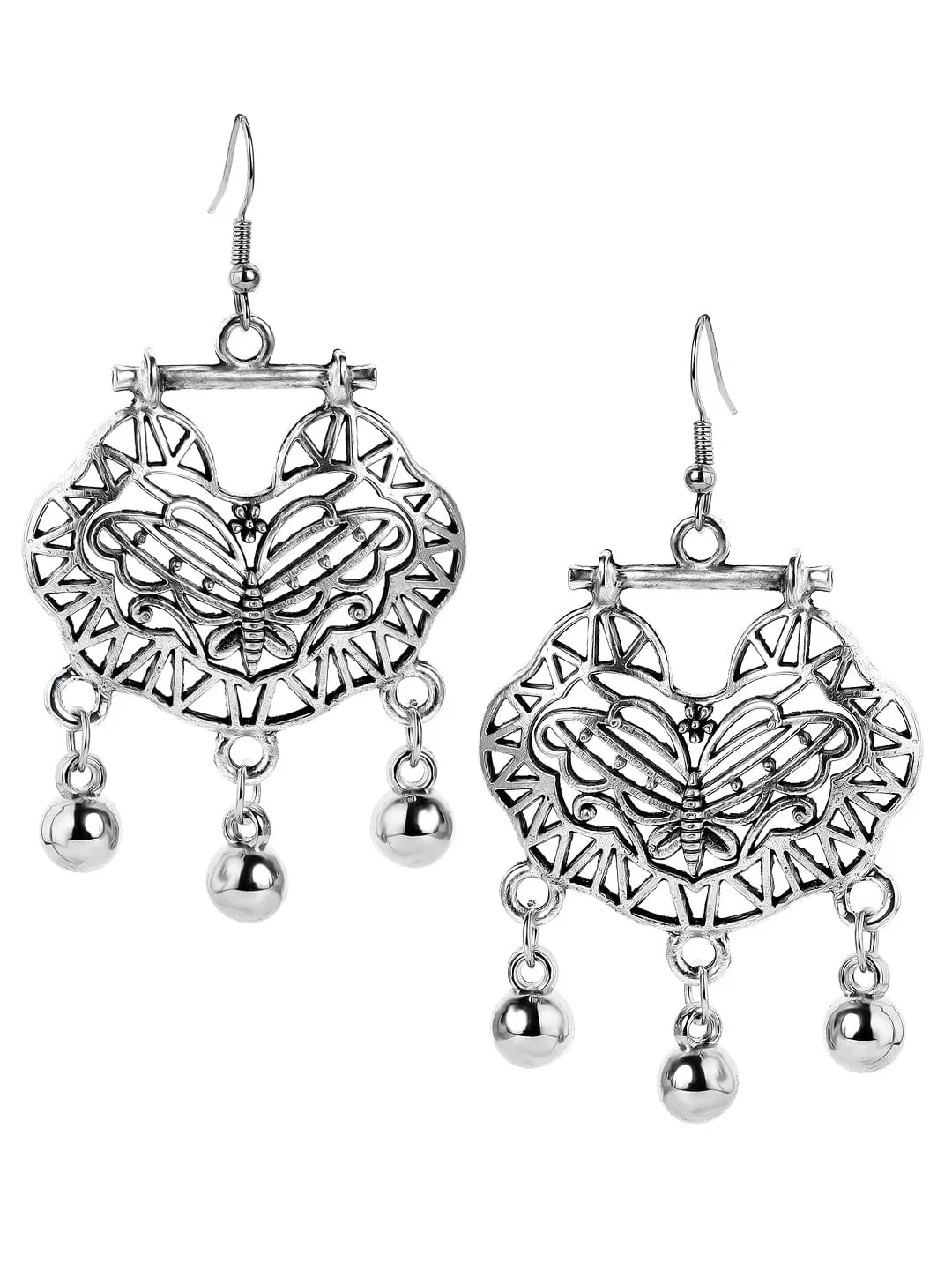 Rubans Silver-Toned Contemporary Drop Earrings