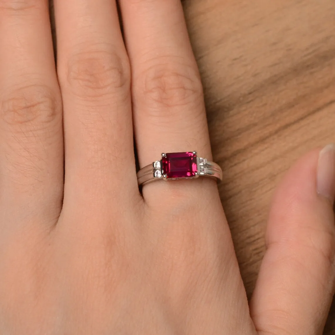 Ruby Promise Ring - 925 Sterling Silver RIng