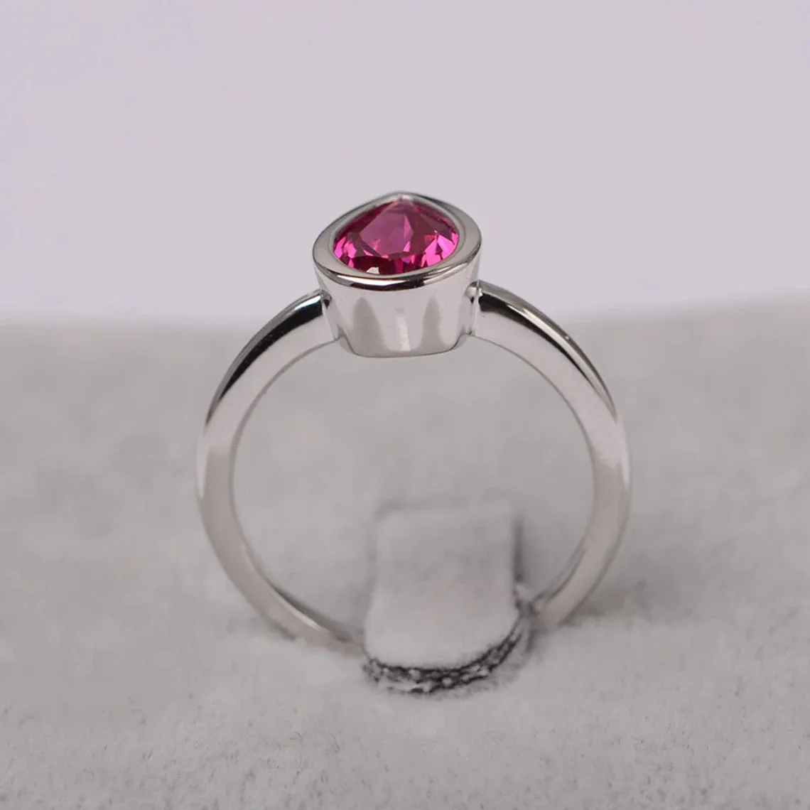 Ruby Teardrop Cut Wedding  Ring - 925 Sterling Silver RIng