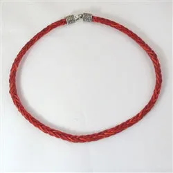 Rust Braided Leather Necklace Unisex