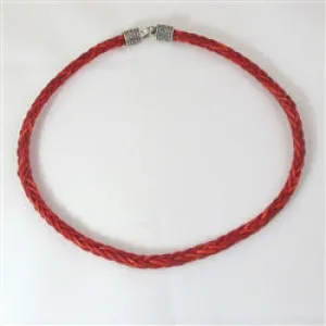 Rust Braided Leather Necklace Unisex