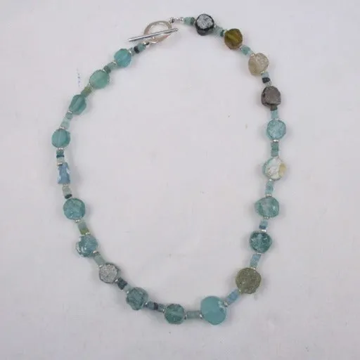 Rustic Aqua Glass Beaded Necklace