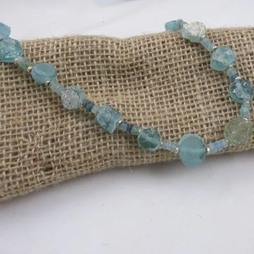 Rustic Aqua Glass Beaded Necklace