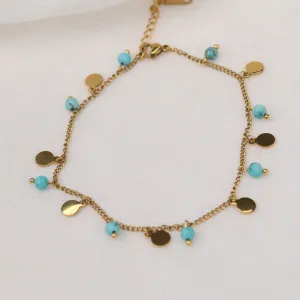 Sam |  Gold Plated Turquoise Tassel Anklet