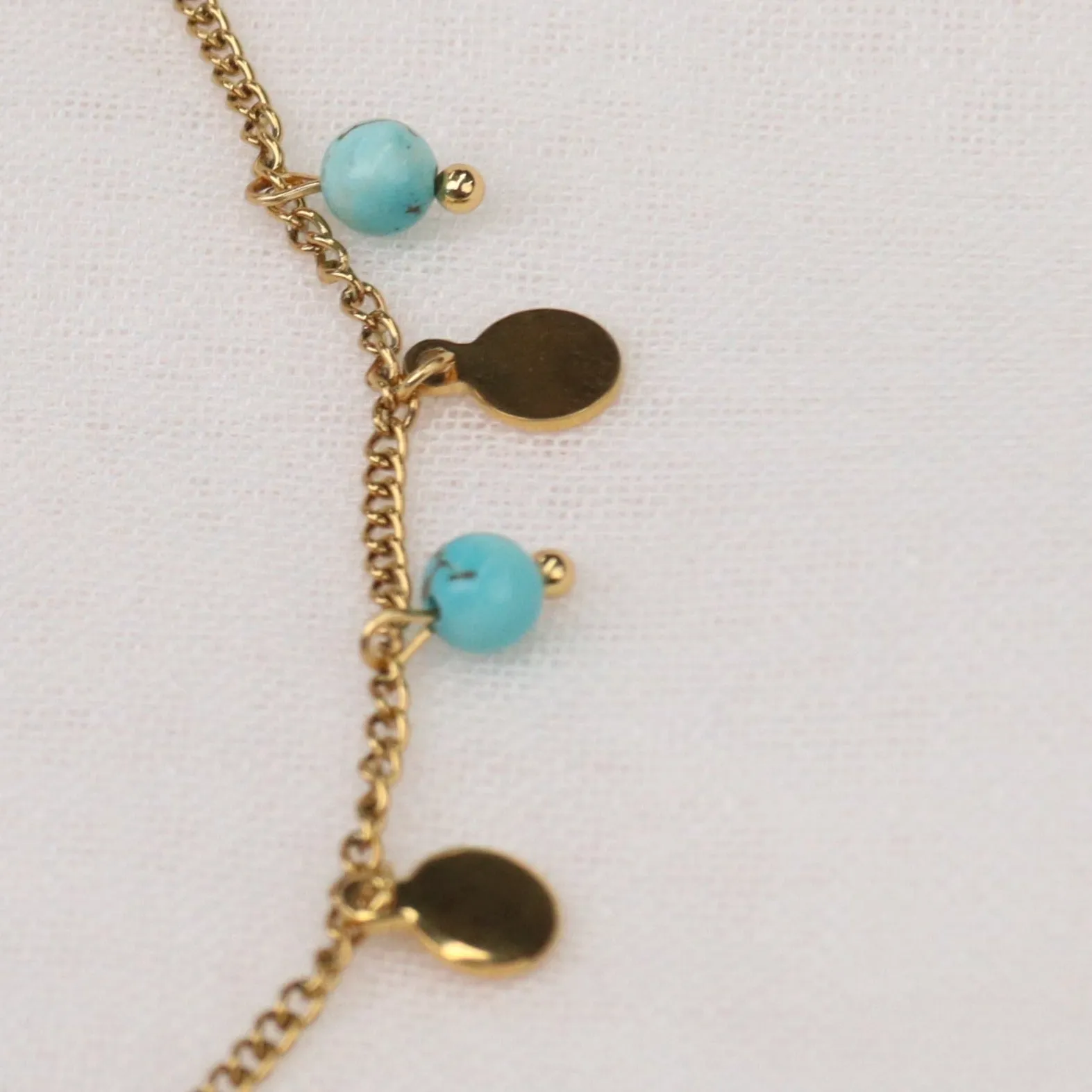 Sam |  Gold Plated Turquoise Tassel Anklet