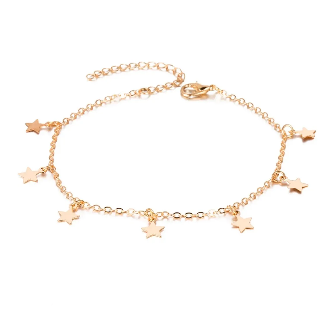 Scatter Star Anklet - Gold