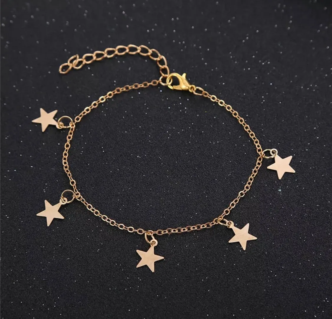 Scatter Star Anklet - Gold