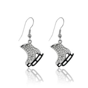 Silver Ice Skates Charm Dangle Earrings