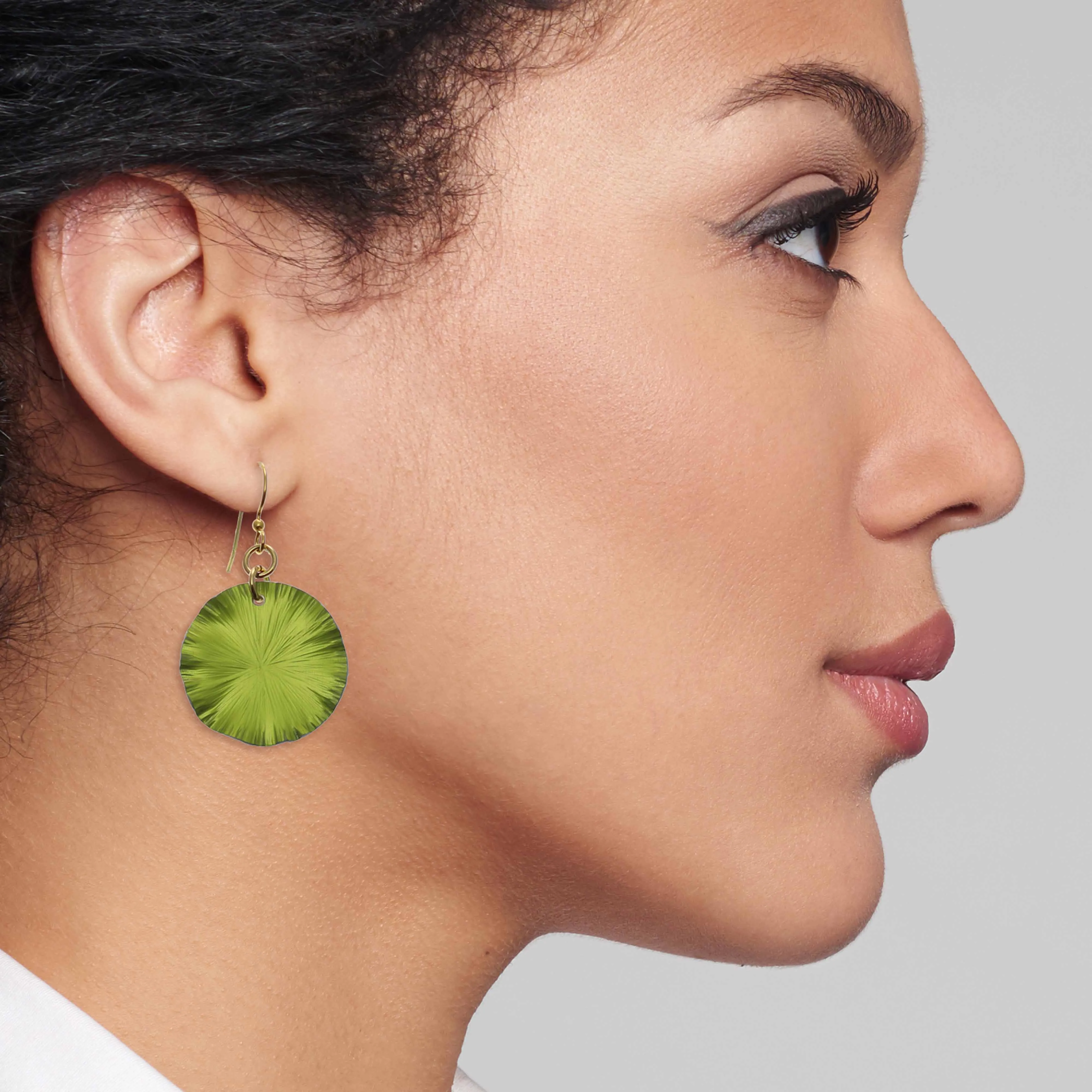 Small Sour Candy Apple Anodized Lily Pad Leaf Drop Earrings