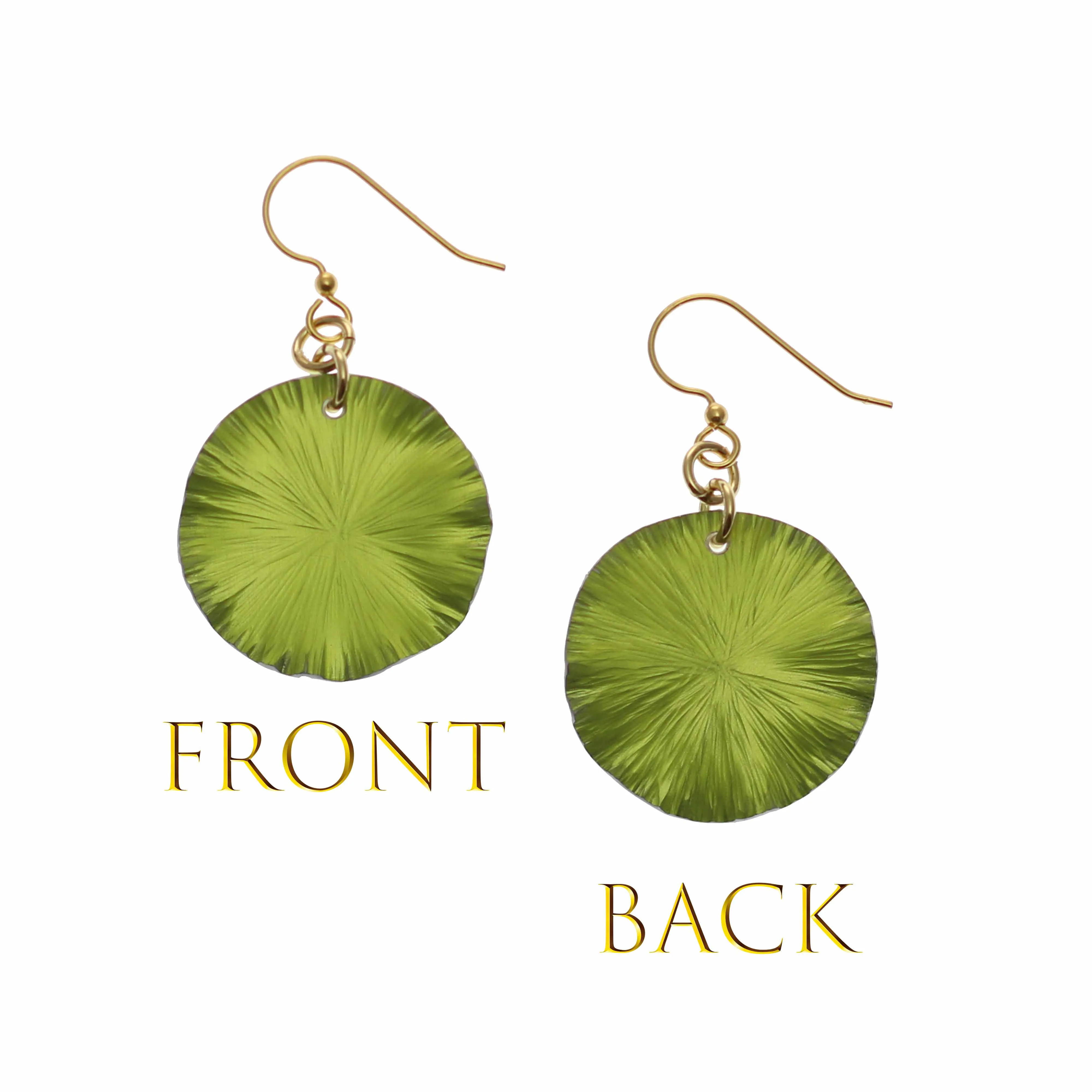 Small Sour Candy Apple Anodized Lily Pad Leaf Drop Earrings