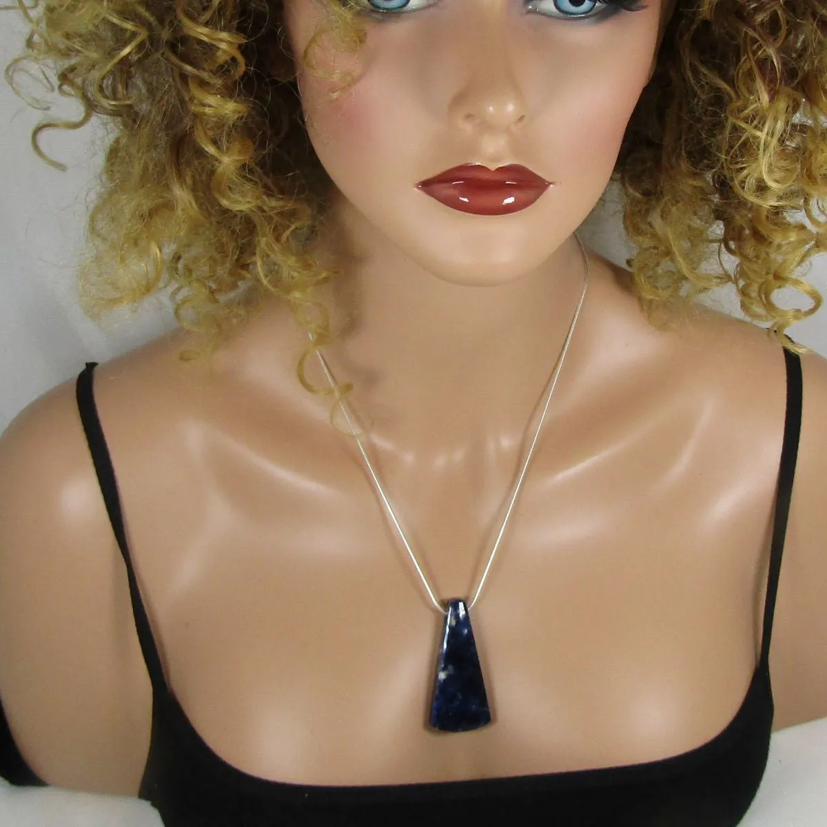 Sodalite Pendant Necklace on Silver Chain