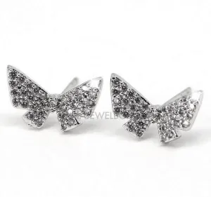 Sparkling Diamante Butterfly Stud Earrings