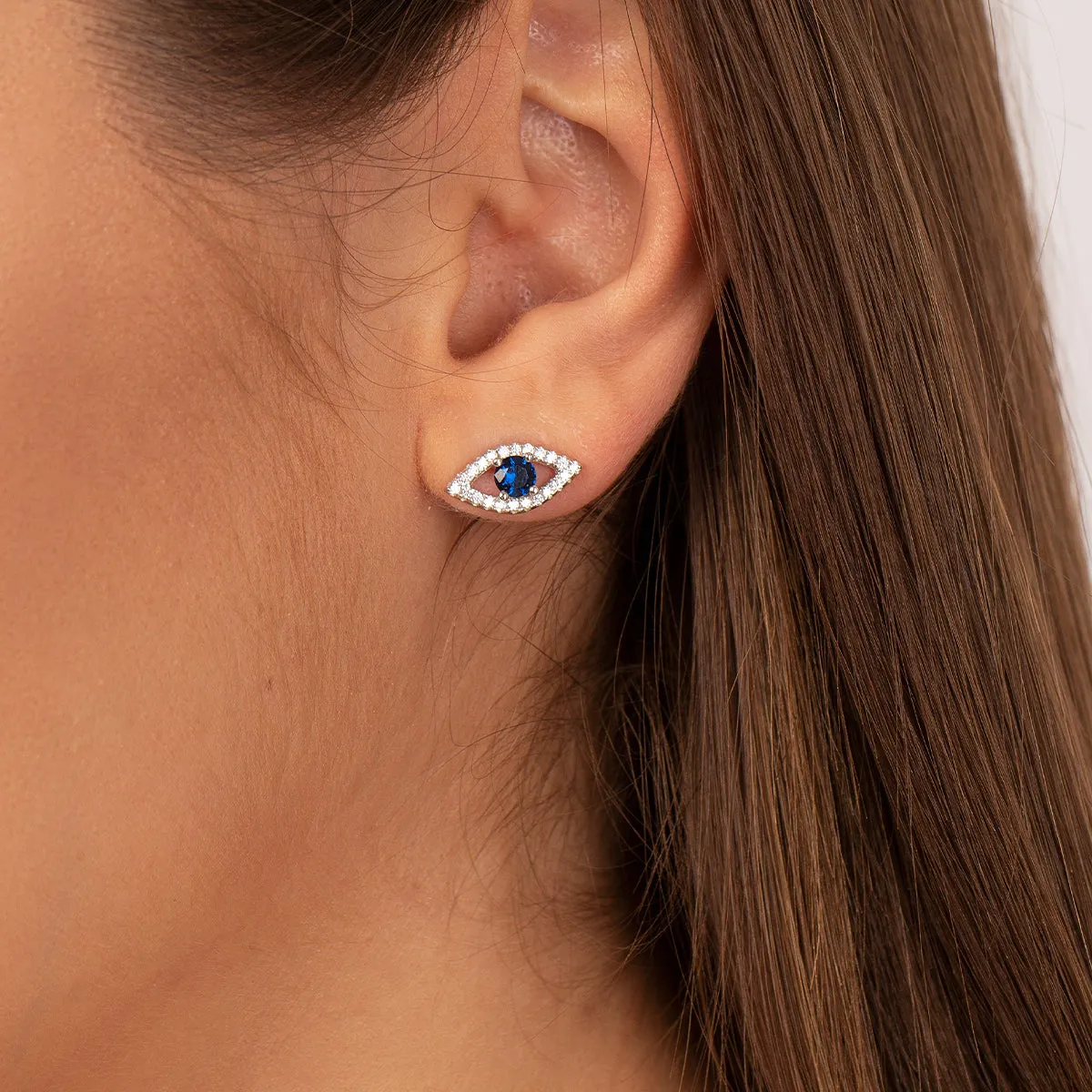 Sparkling Evil Eye Stud Earrings