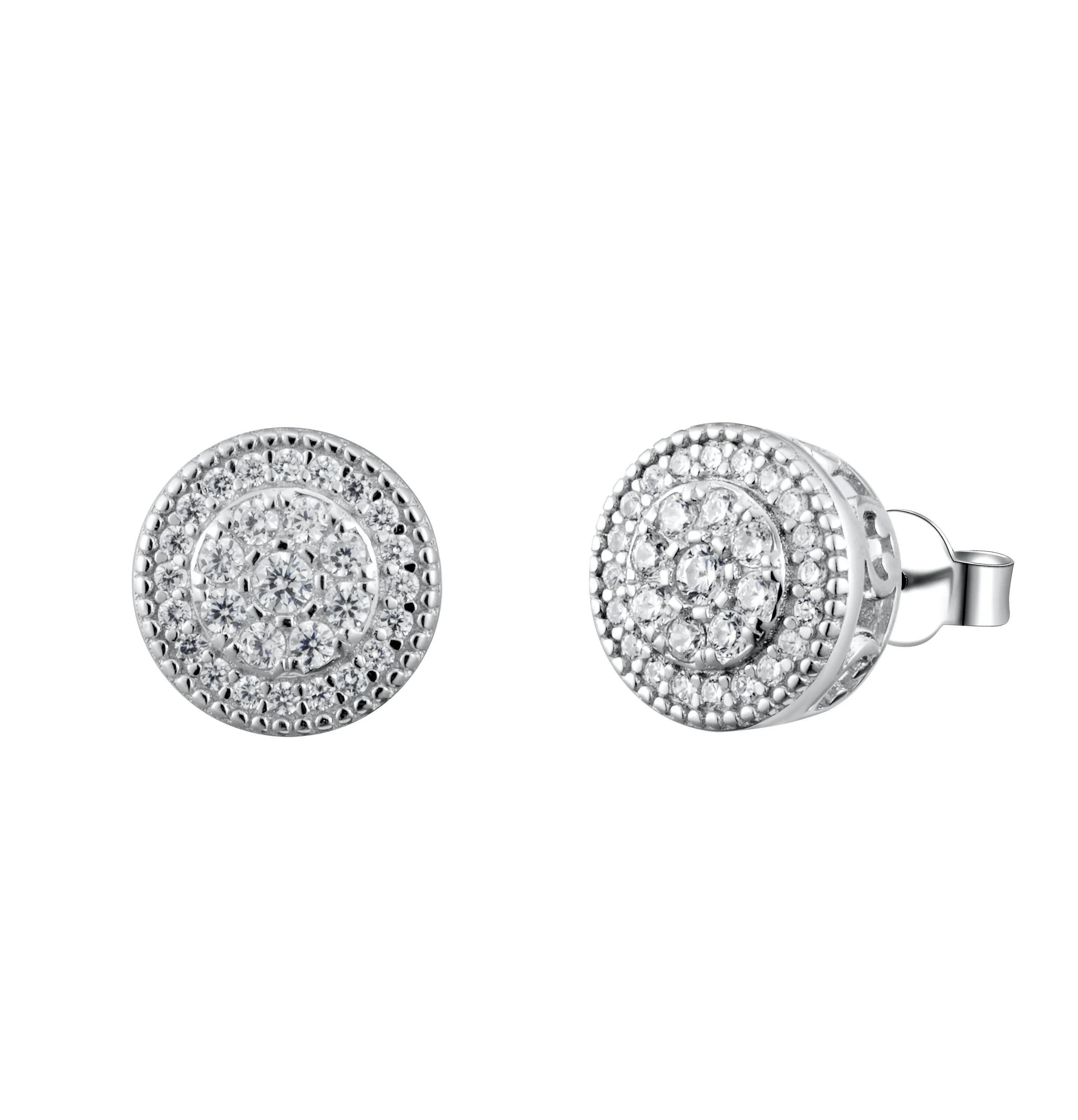 Sparkling Halo Victorian Crystal Pave Stud Earrings