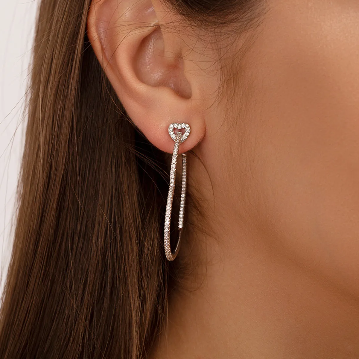 Sparkling Love Hoop Earrings