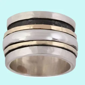 Spinner Ring  Spinning ring Sterling silver 9K yellow gold.