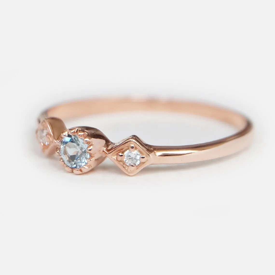 Swiss Blue Topaz Promise Ring - 14k Rose Gold Vermeil Rings