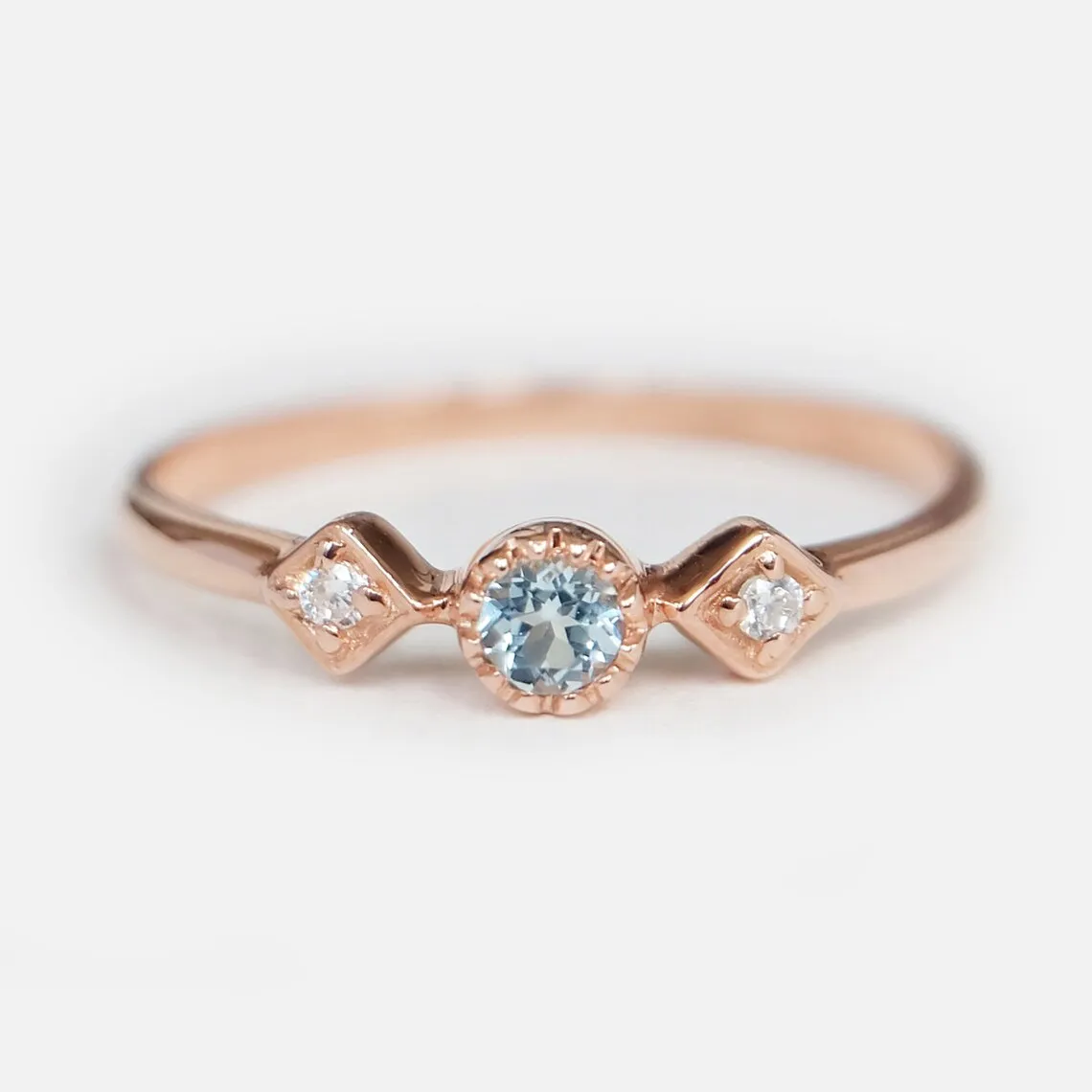 Swiss Blue Topaz Promise Ring - 14k Rose Gold Vermeil Rings