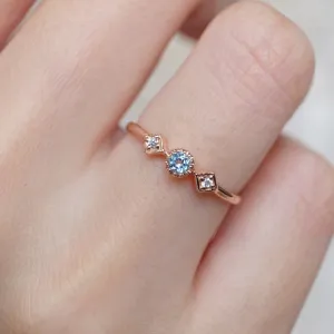 Swiss Blue Topaz Promise Ring - 14k Rose Gold Vermeil Rings