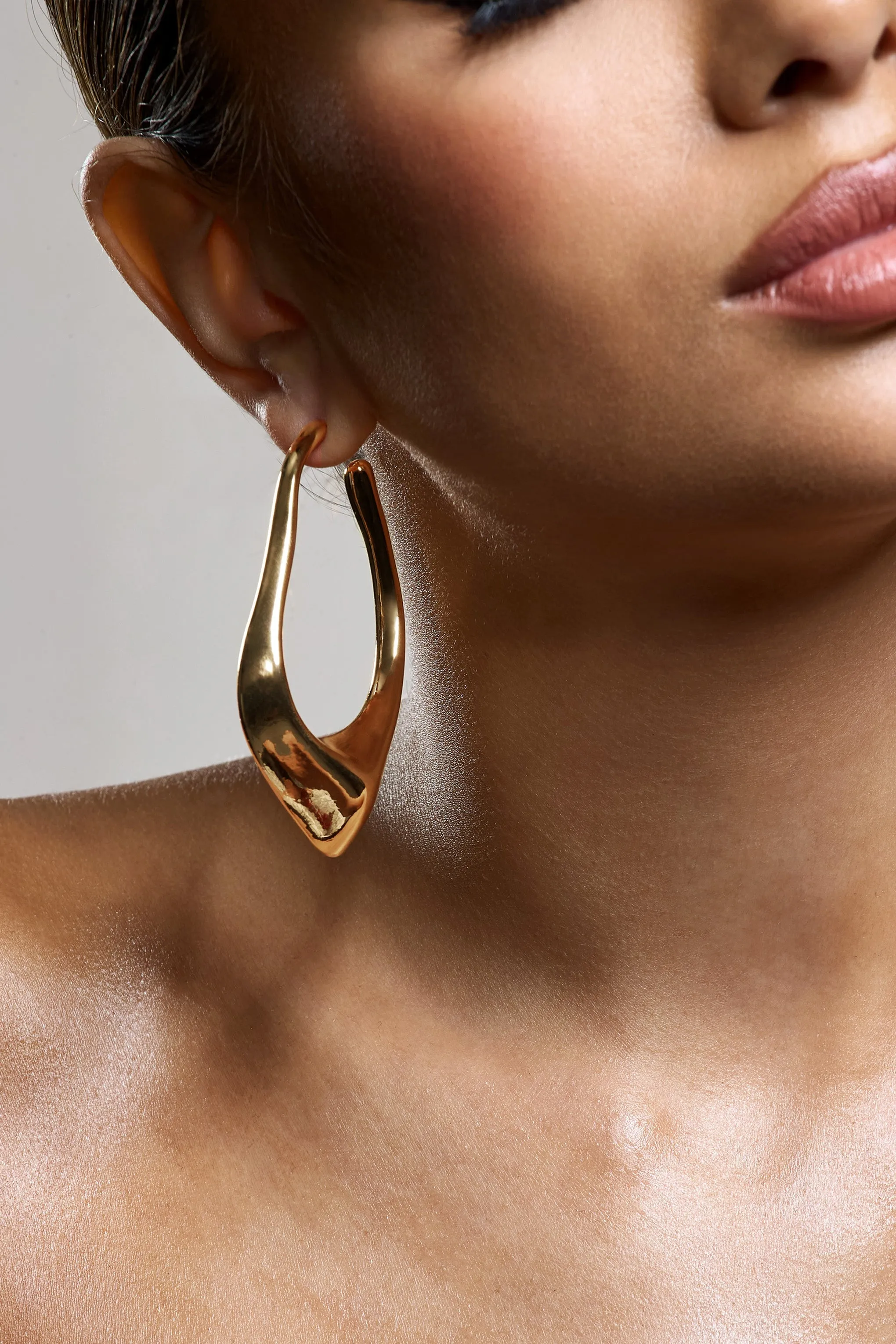 Tanzania | Gold Abstract Dangle Hoop Earrings