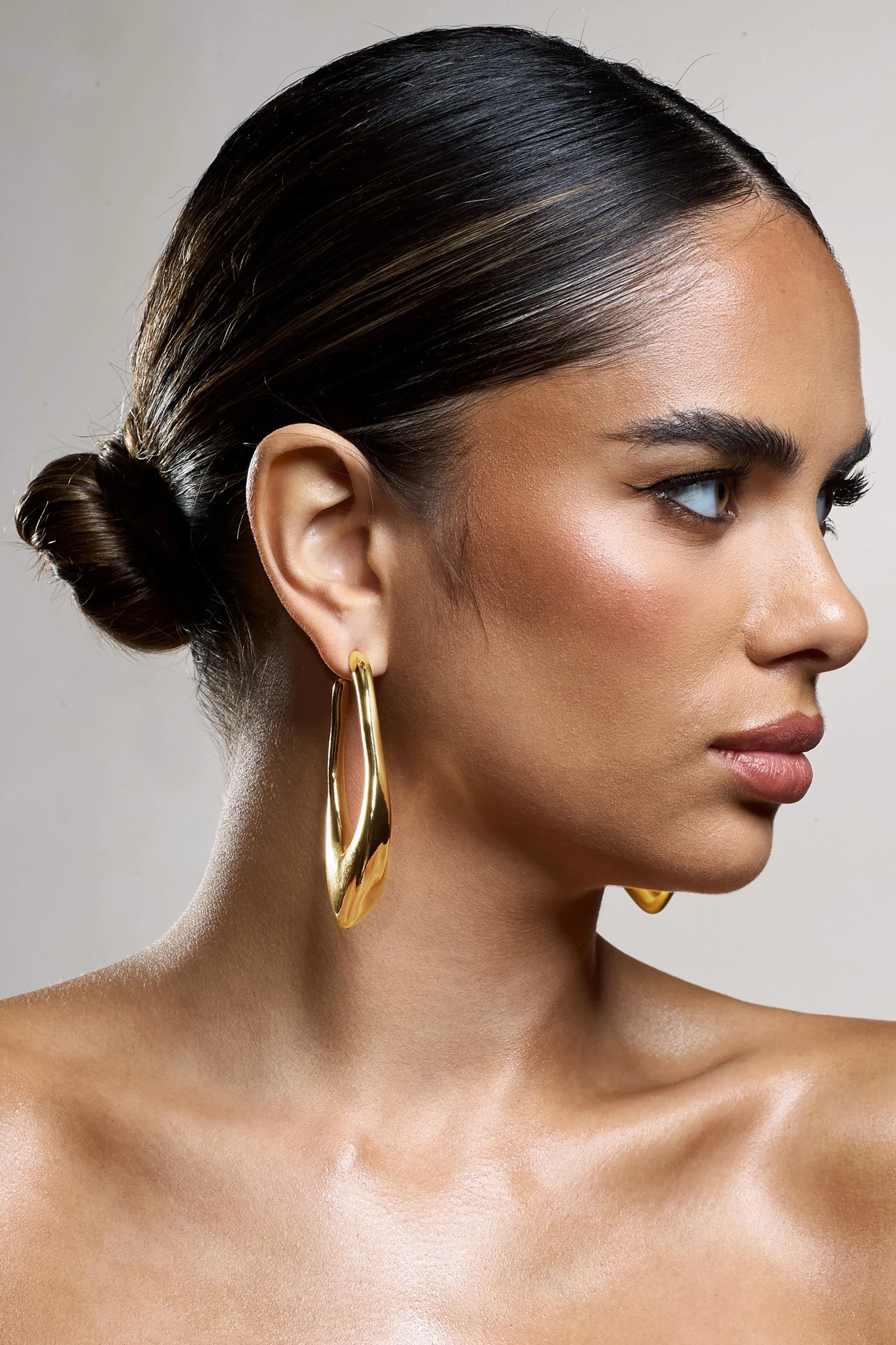 Tanzania | Gold Abstract Dangle Hoop Earrings