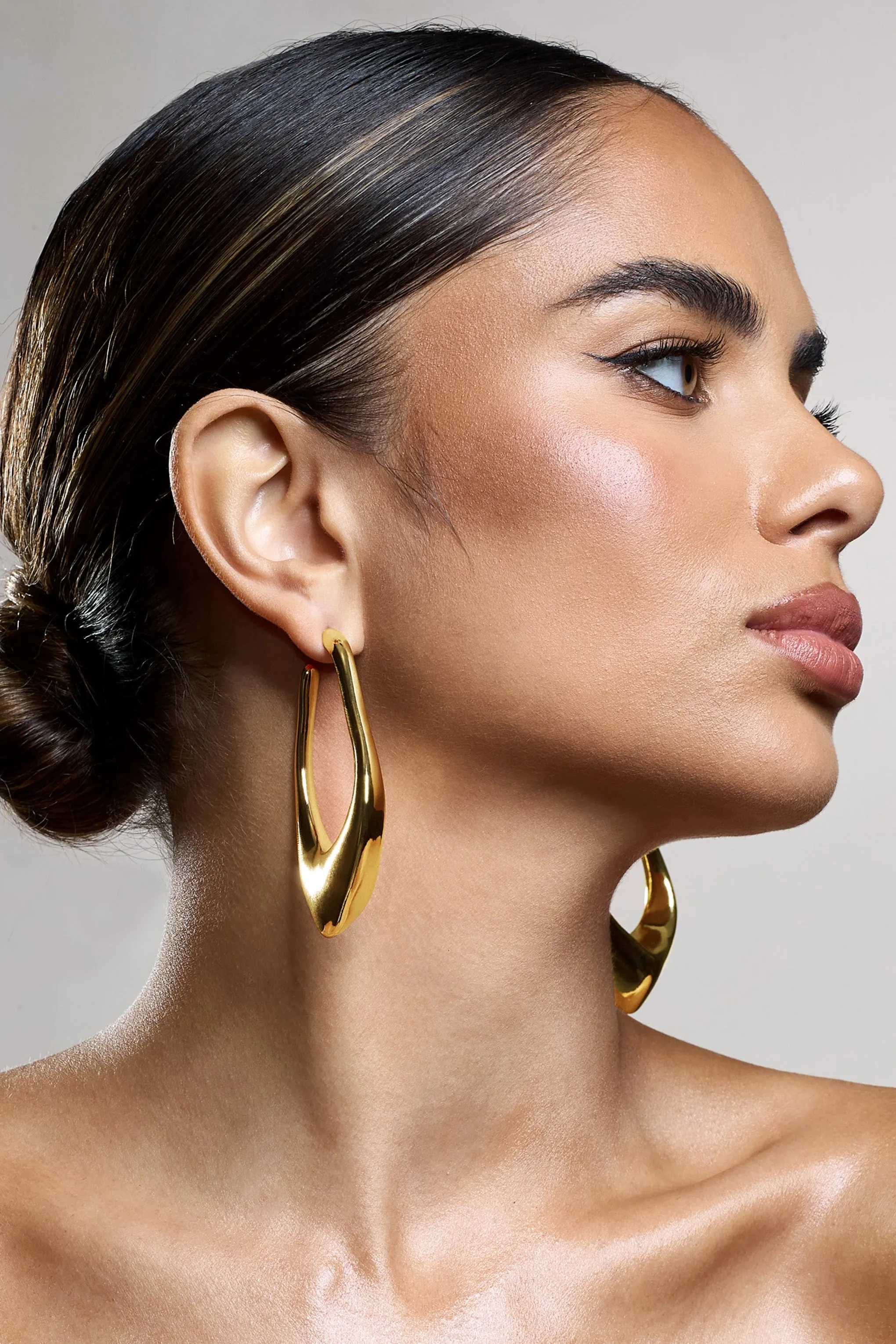 Tanzania | Gold Abstract Dangle Hoop Earrings