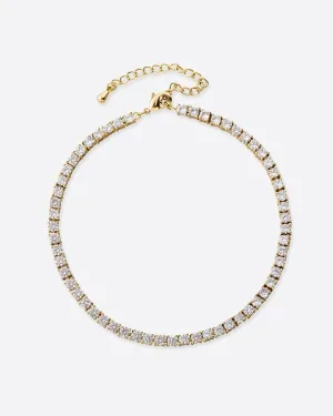 TENNIS ANKLET. - 3MM 14K GOLD