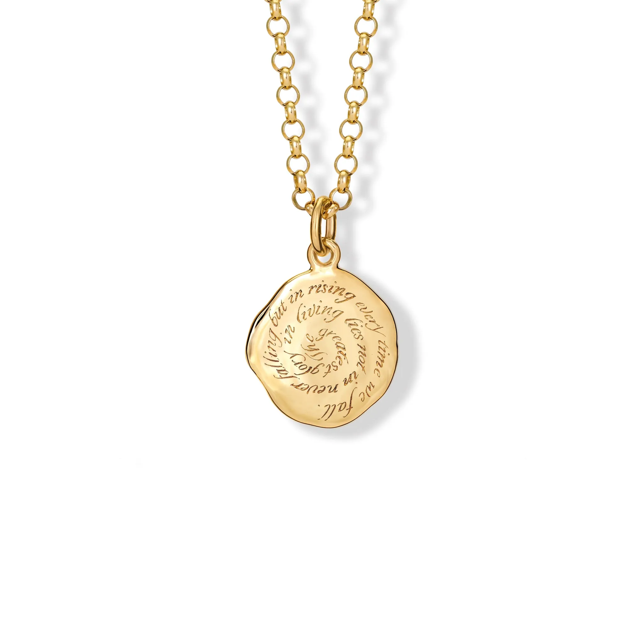 The Greatest Glory Quote Pendant Yellow Gold