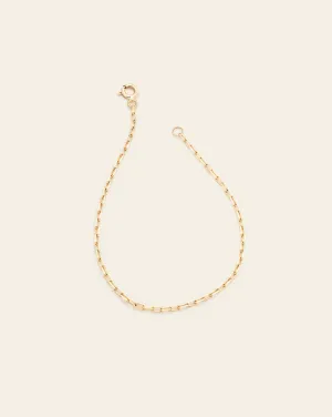 Thin Staple Chain Anklet - 10k Solid Gold