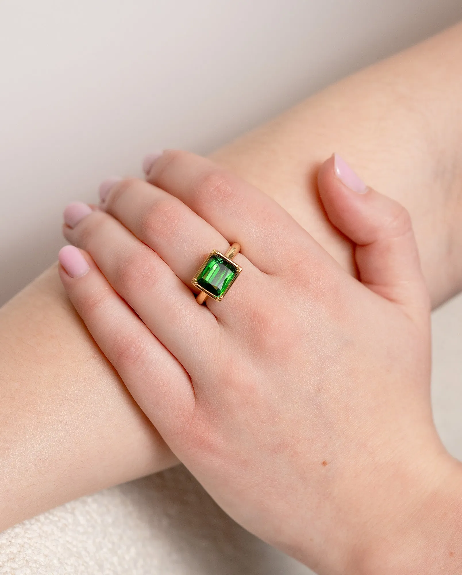 Tourmaline Bezel-Set Gemstone Ring