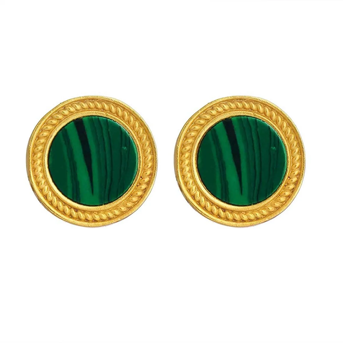 Tranquil Life Stud Earrings with Malachite - Abundance