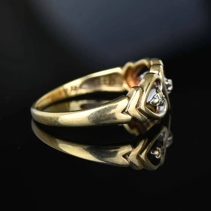 Triple Heart Shaped Vintage Gold Vermeil Engagement Rings