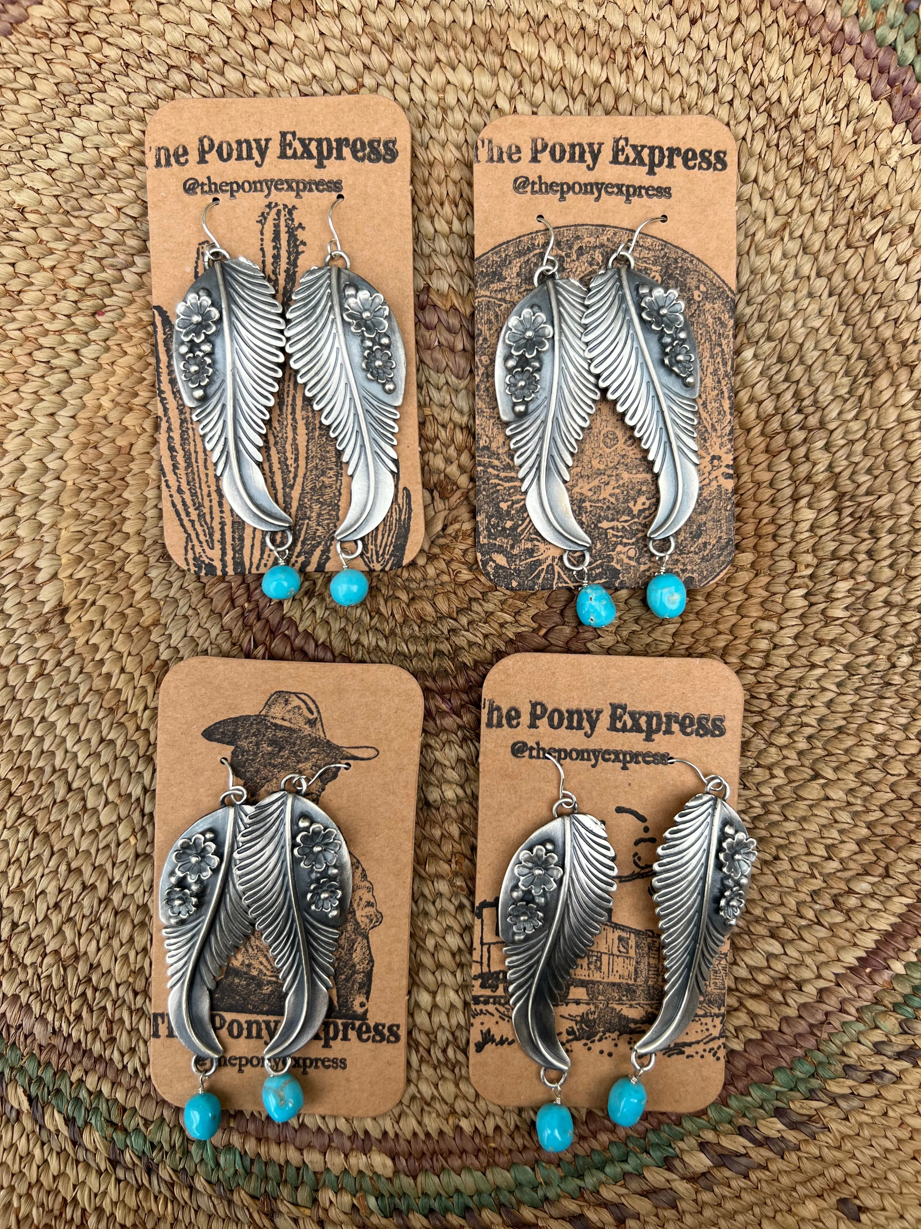 Turquoise Contemporary Feather Earrings