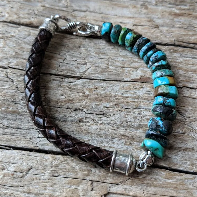 Turquoise Leather Bracelet - Men's/Unisex