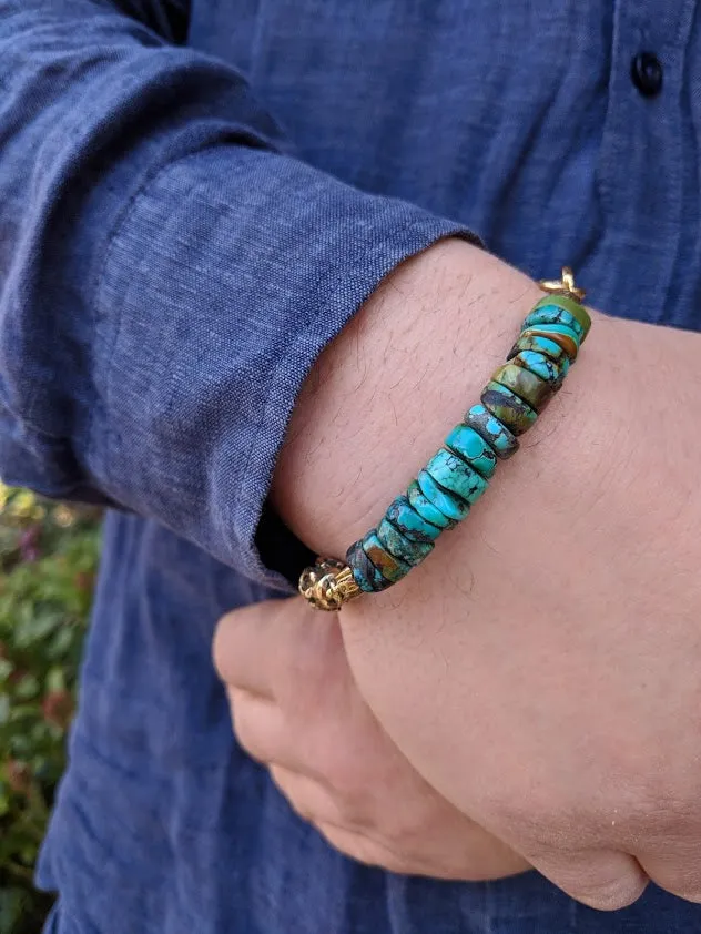 Turquoise Leather Bracelet - Men's/Unisex