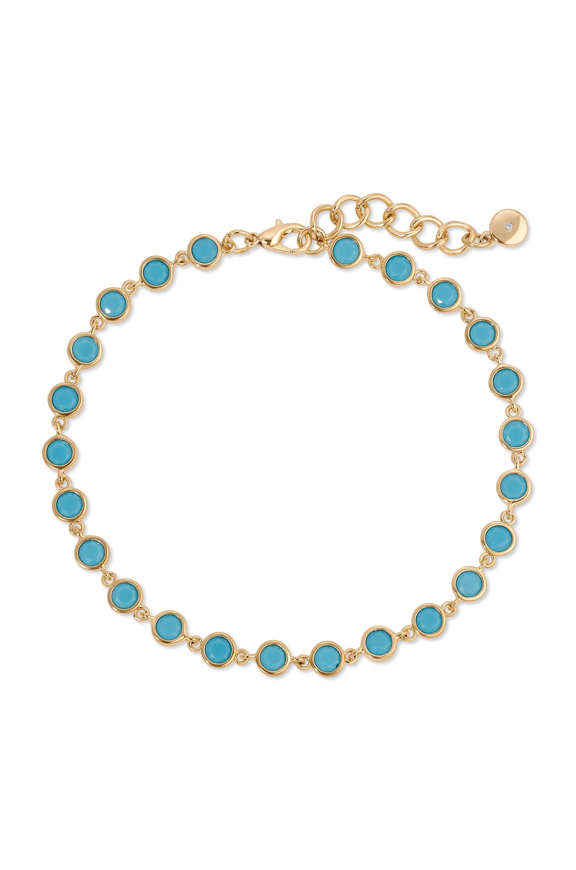 Turquoise Link and Bead Anklet Set