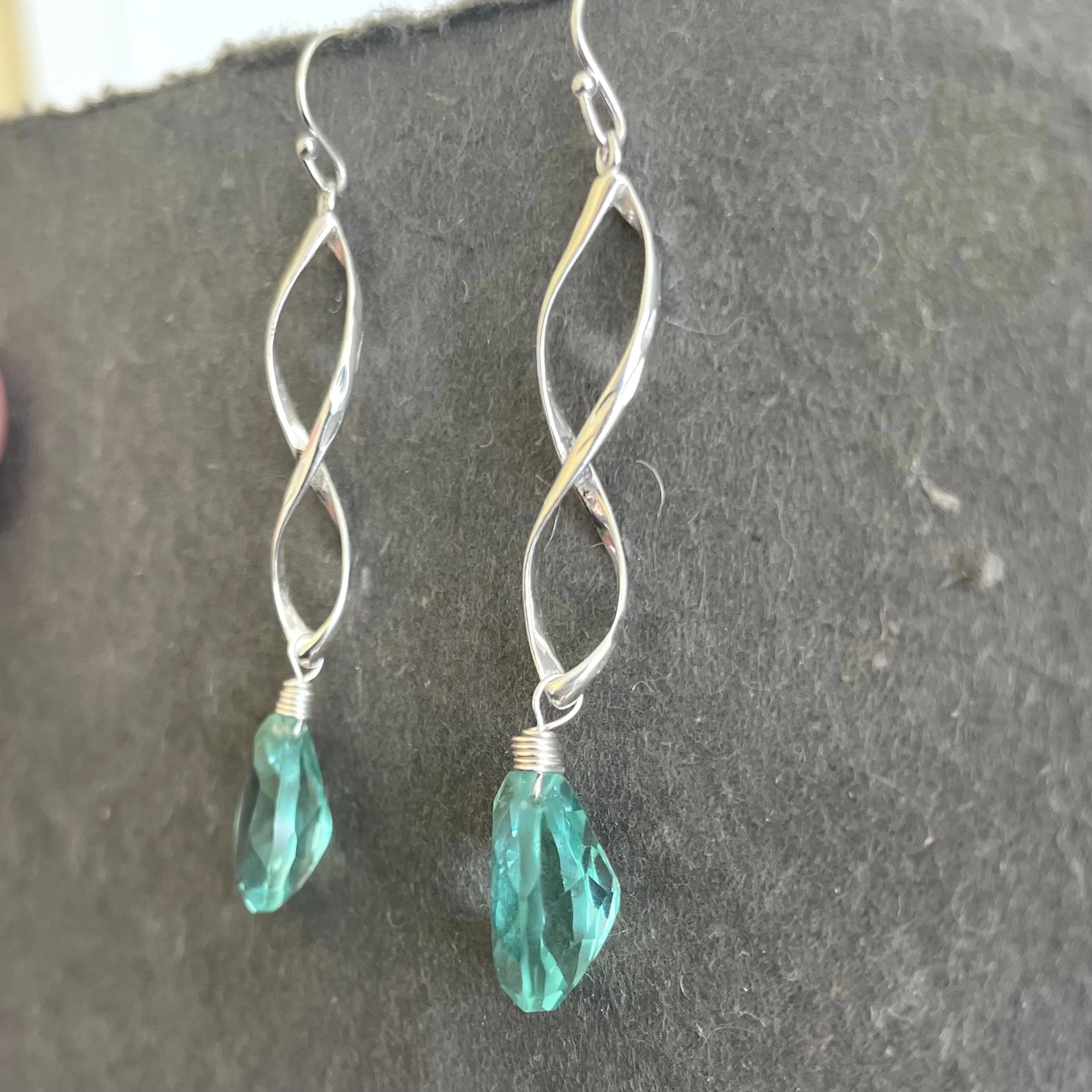 Twirly Girl Sparkling Aqua Earrings