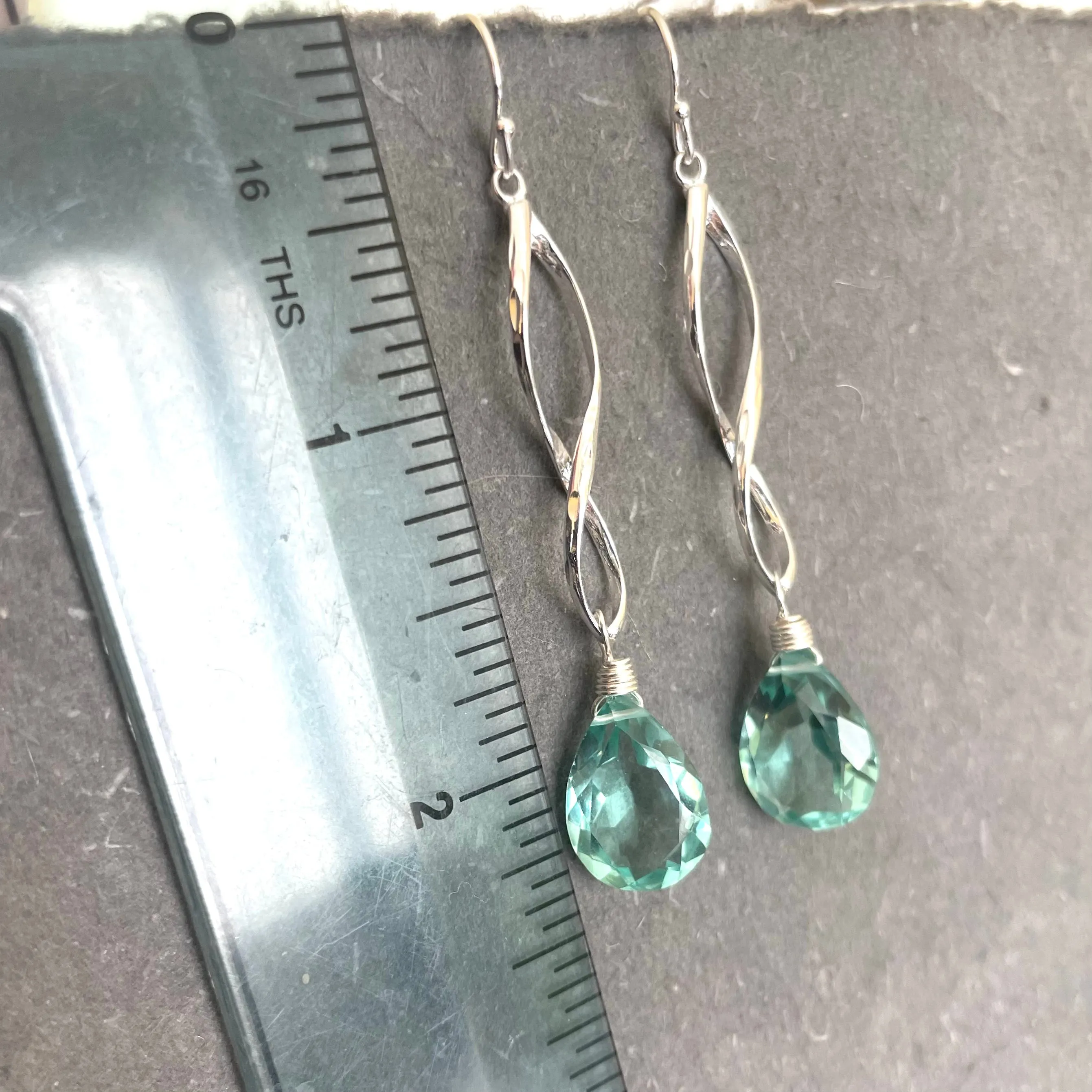 Twirly Girl Sparkling Aqua Earrings