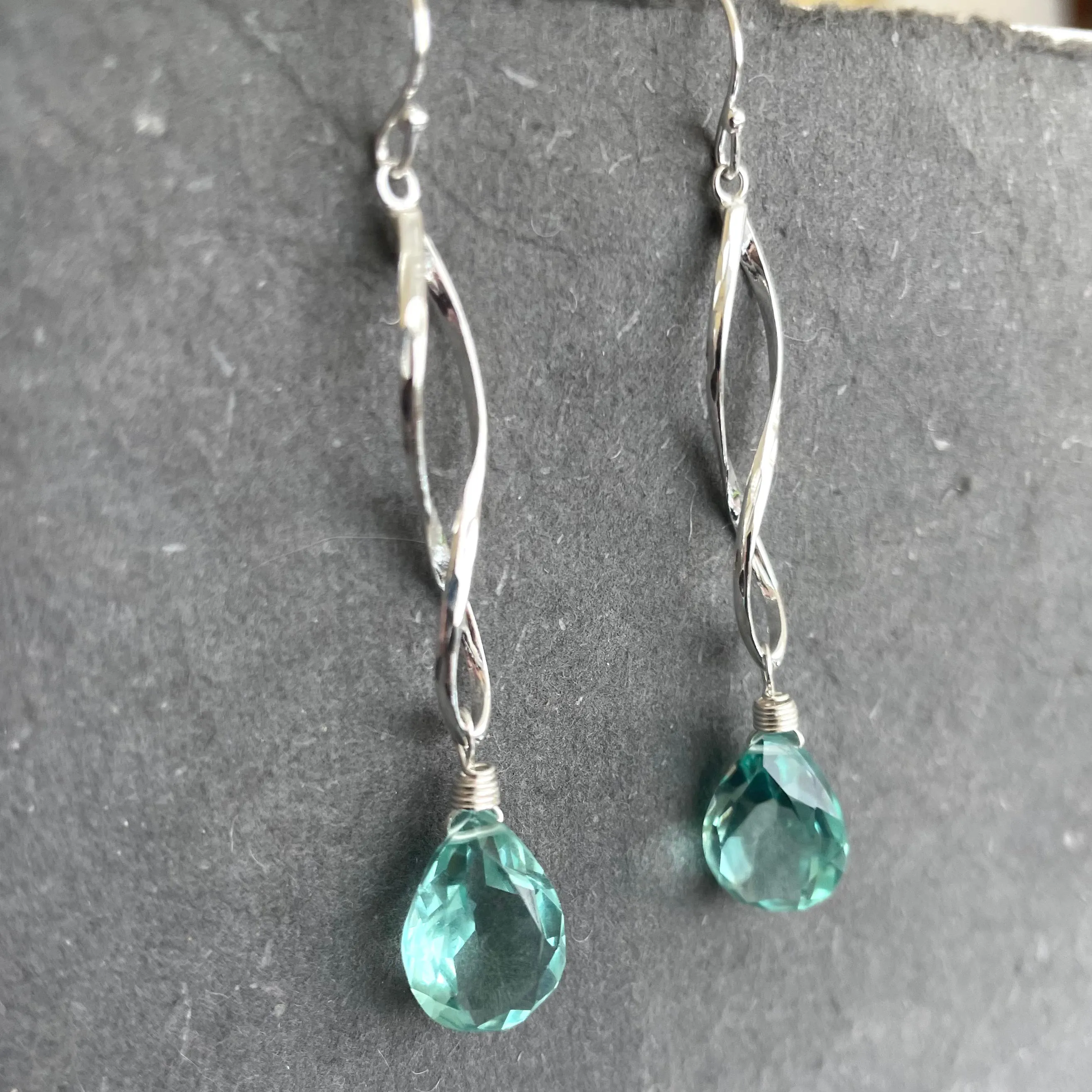 Twirly Girl Sparkling Aqua Earrings