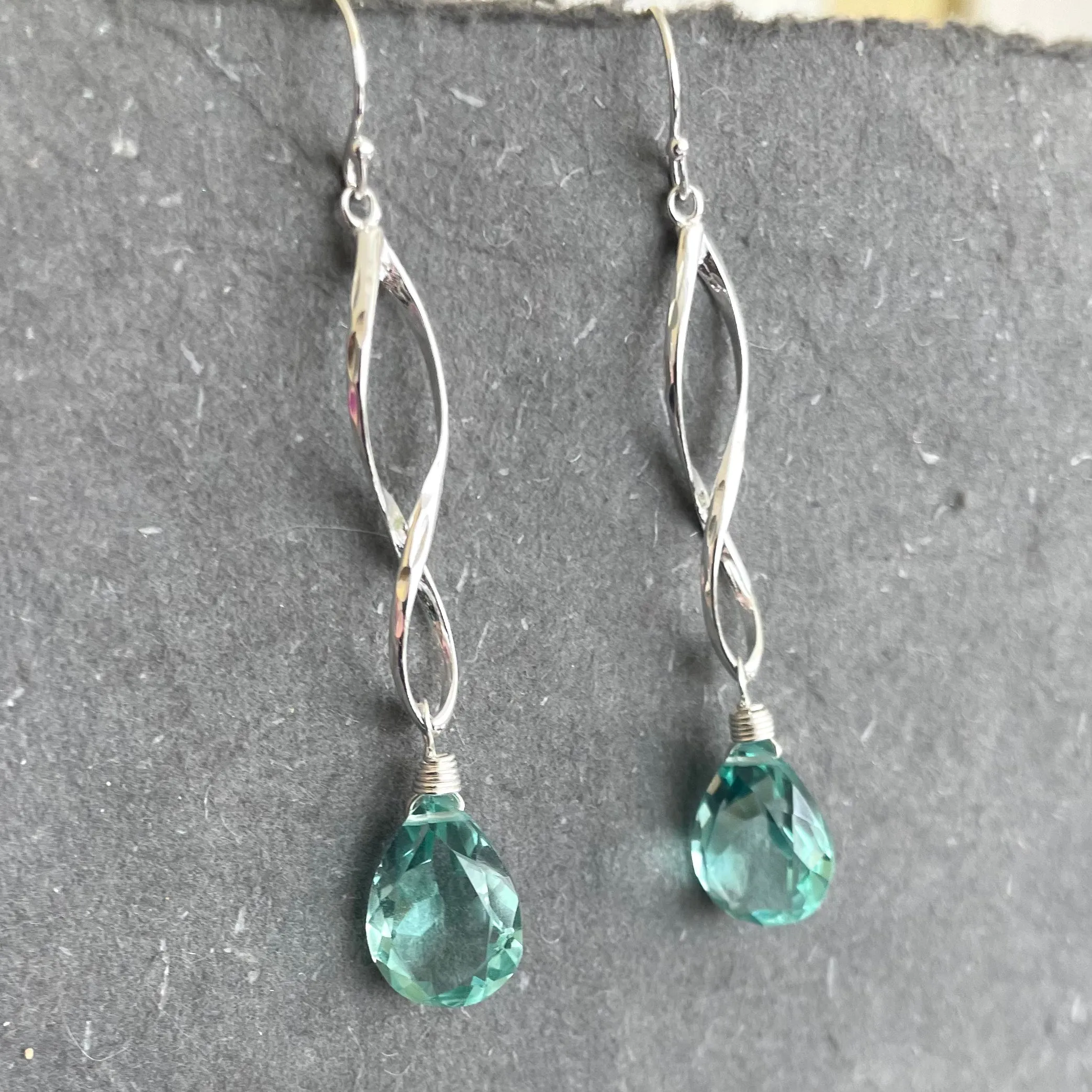 Twirly Girl Sparkling Aqua Earrings