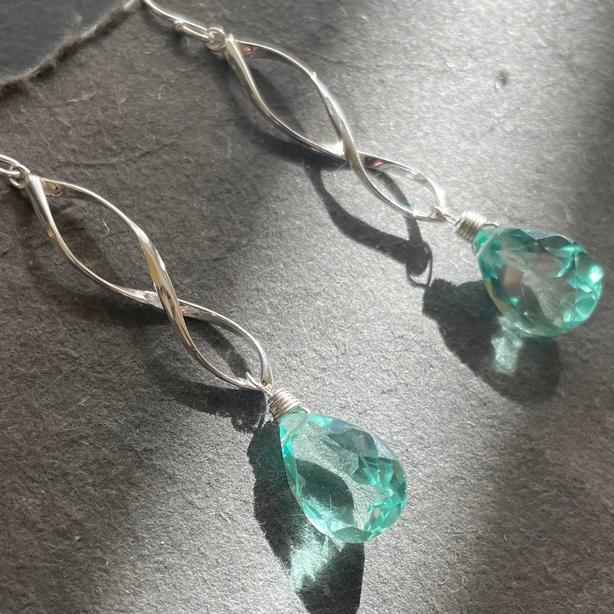 Twirly Girl Sparkling Aqua Earrings