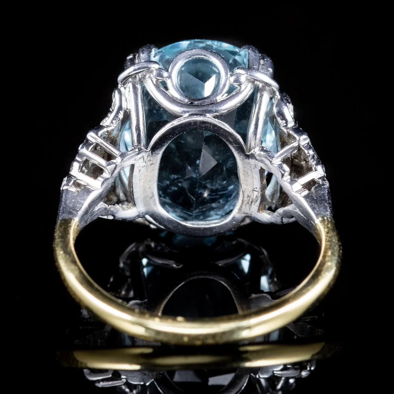 Vintage Aquamarine Diamond Ring 18Ct Gold 13Ct Aqua Circa 1940