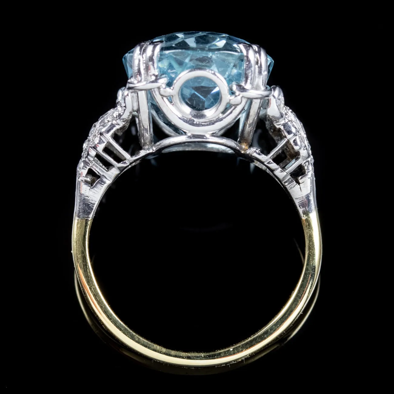 Vintage Aquamarine Diamond Ring 18Ct Gold 13Ct Aqua Circa 1940