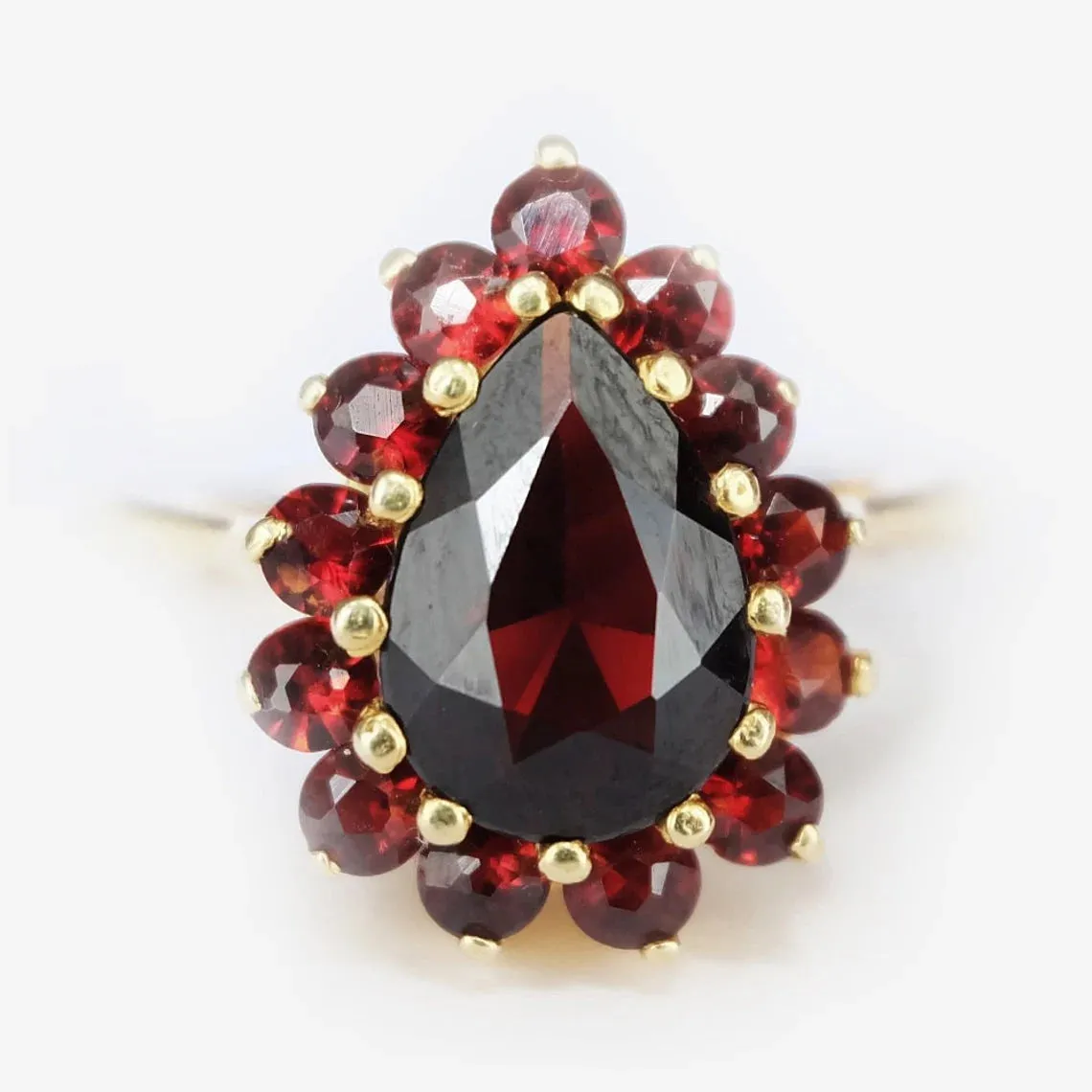 Vintage Garnet Rings - 14k Gold Vermeil Rings - Garnet Cluster Rings