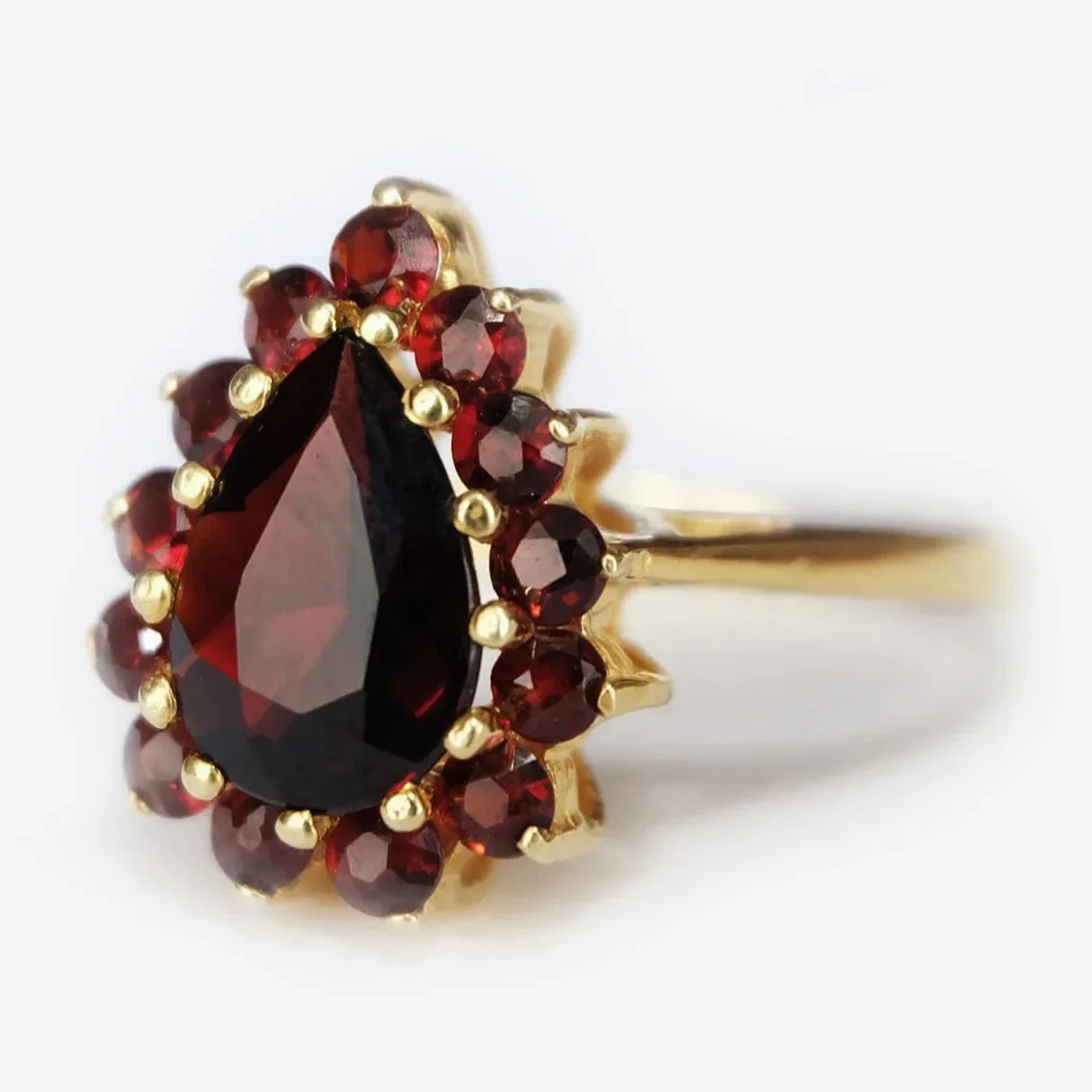 Vintage Garnet Rings - 14k Gold Vermeil Rings - Garnet Cluster Rings