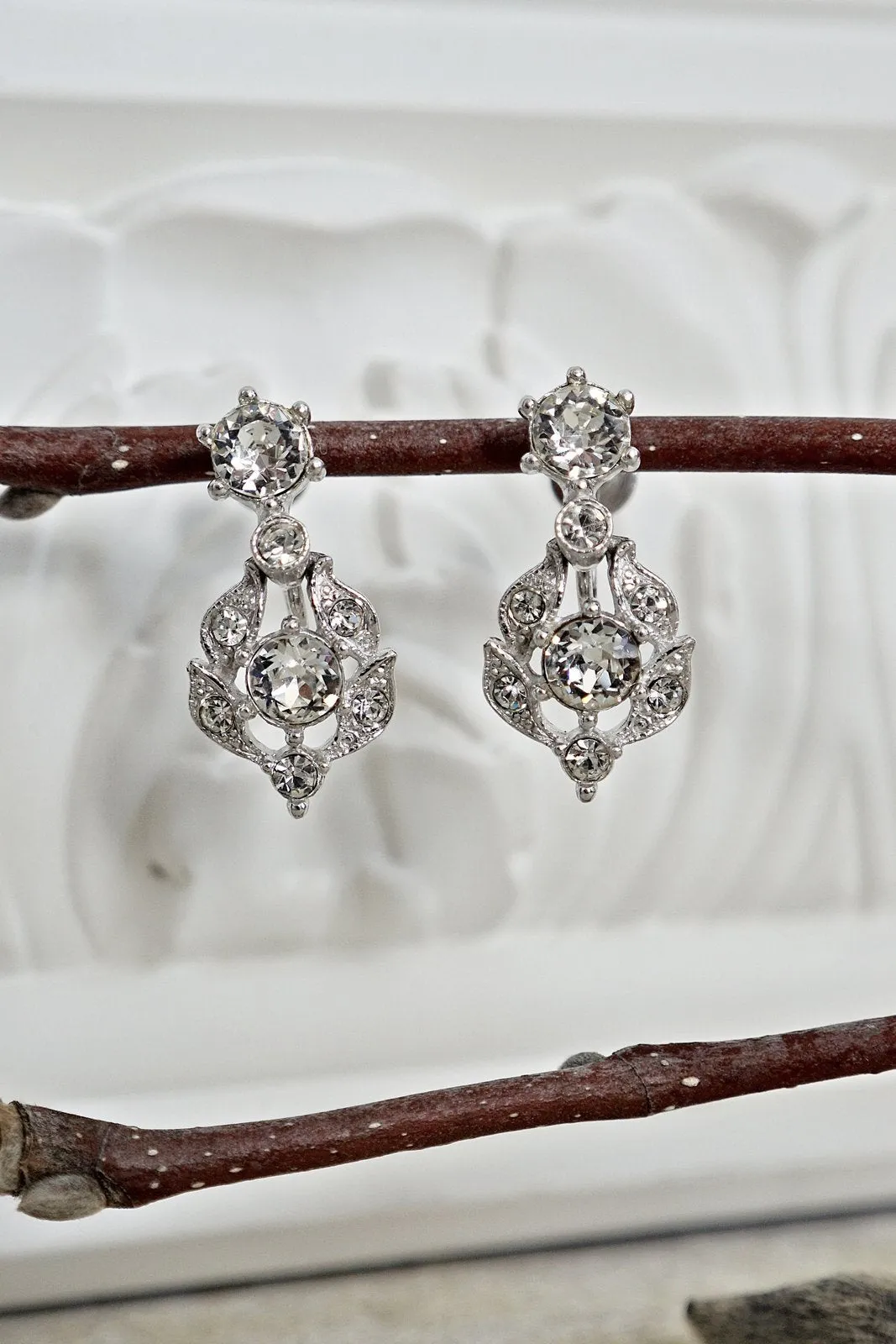 Vintage Sparkling Petite Crystal Earrings